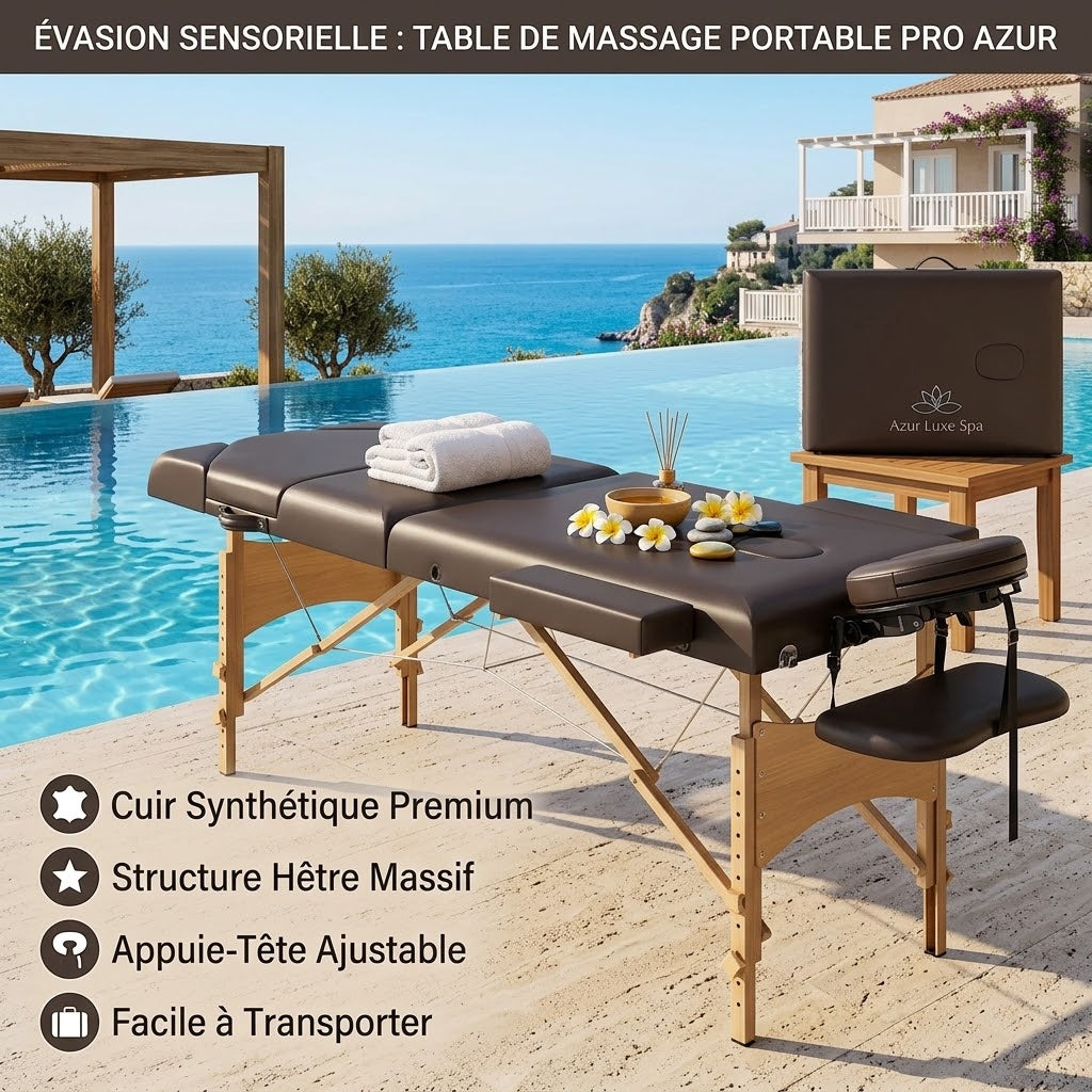 Table de Massage Signature – Bois Massif 3 Zones, Hauteur Réglable | Kiné, Spa, Institut