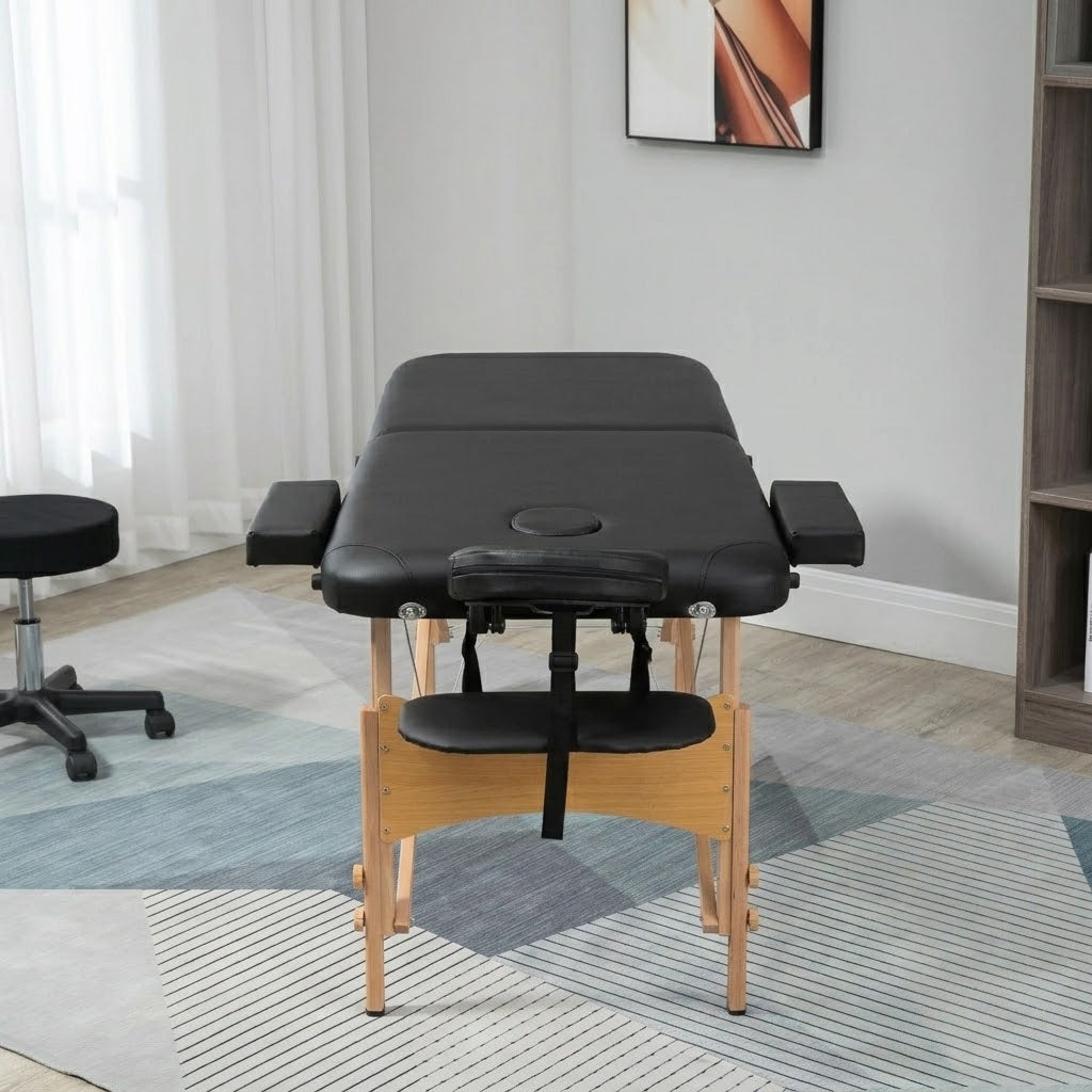 Table de Massage Prestige – Bois Massif 2 Zones, Hauteur Réglable | Kiné, Spa, Institut