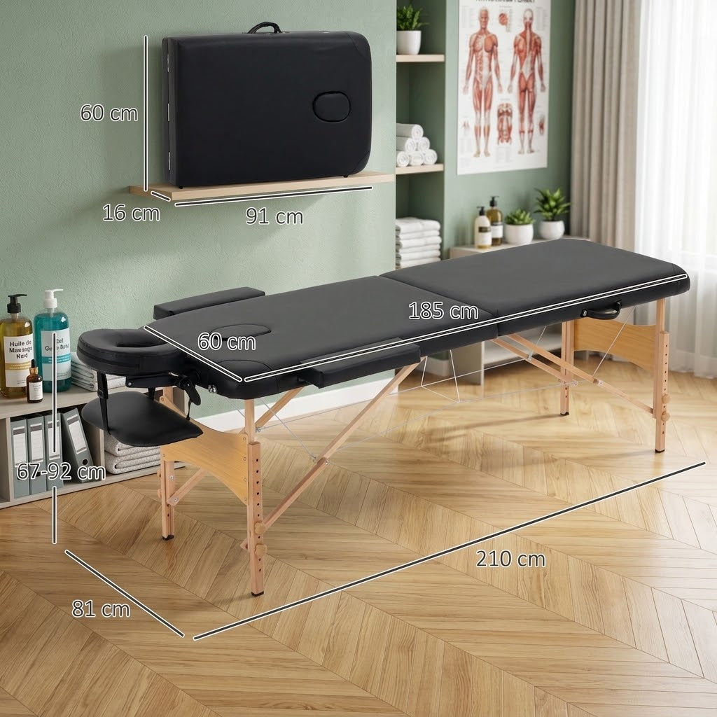 Table de Massage Prestige – Bois Massif 2 Zones, Hauteur Réglable | Kiné, Spa, Institut