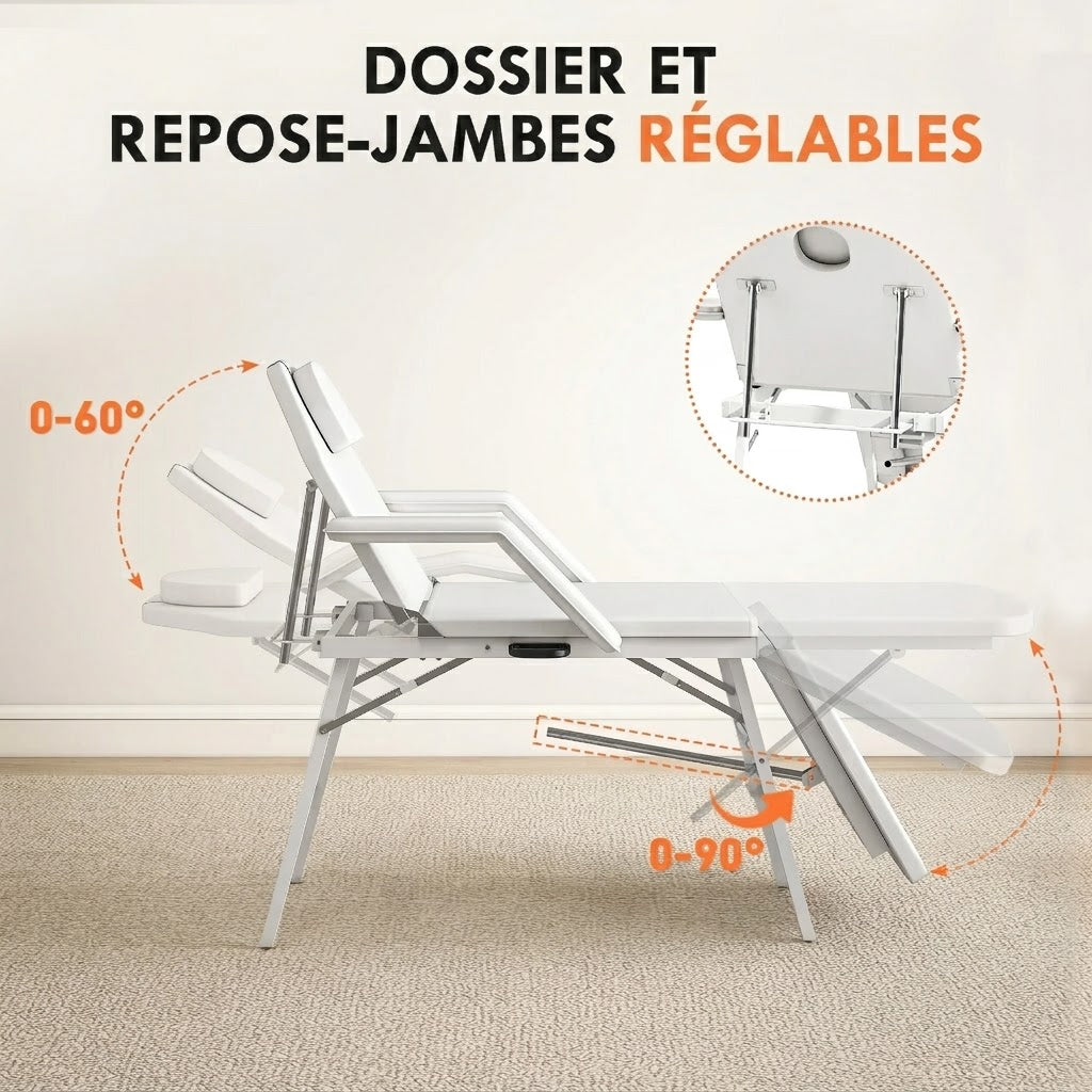 Table de Massage Nomade – Pliante et Portable, 3 Zones Réglables | Kiné, Spa, Institut